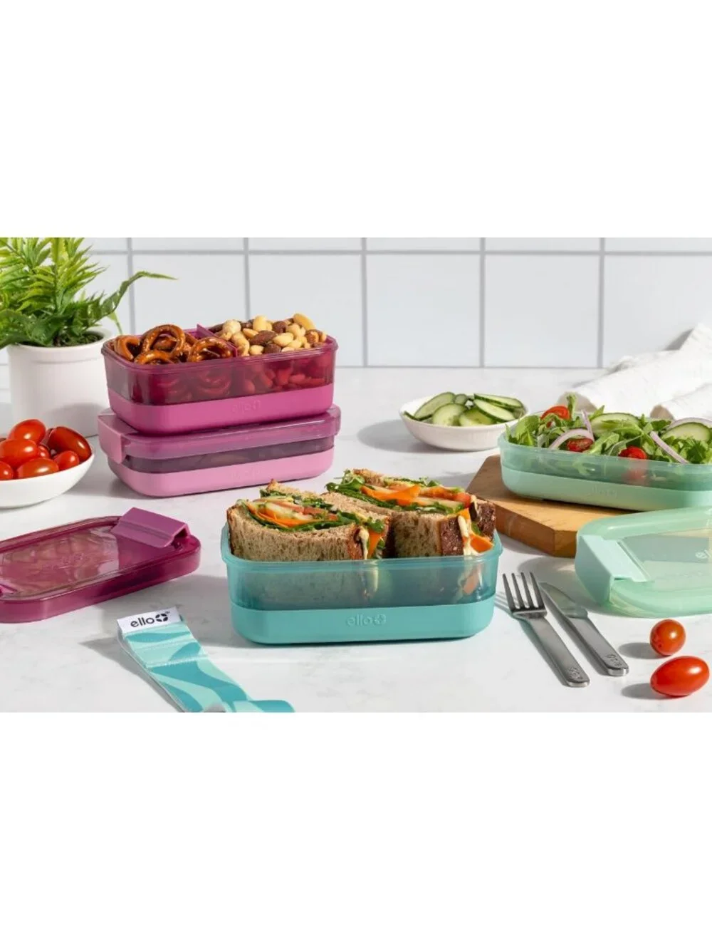 Airtight Bento Box Set - 2-Pack Plastic Food Storage Containers, BPA-Free